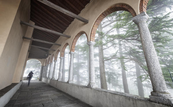 The church of Airuno in the fog, park Adda Nord, Lecco province, Brianza, Lombardy, Italy, Europe (MR)
