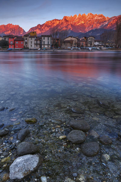 Sunset on Pescarenico, lecco province, Lombardy, Italy, Europe 