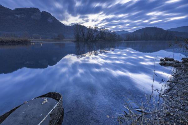 Dawn on Adda River, Airuno, Adda Nord park, Lecco province, Brianza, Lombardy, Italy, Europe