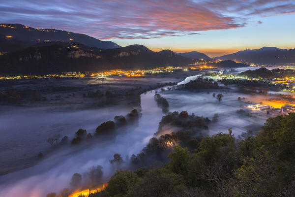 The mists of Adda river, Airuno, Adda Nord park, Lecco province, Brianza, Lombardy, Italy, Europe