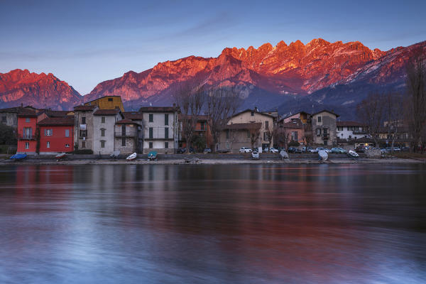 Sunset on Pescarenico, lecco province, Lombardy, Italy, Europe 