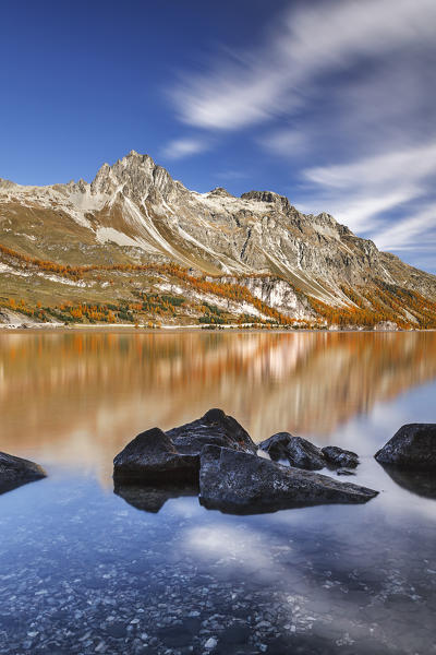 Lake Sils, Engadine, Canton of Graubunden, Switzerland, Europe