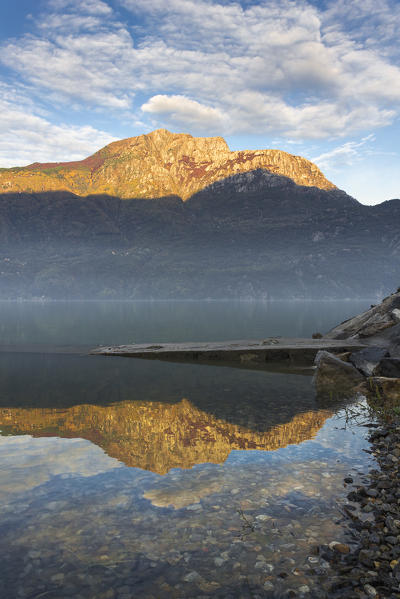 Sunrise on Berlinghera mount, lake Mezzola, Como and Sondrio province, Lombardy, Italy, Europe