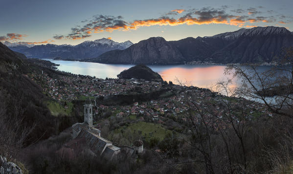 Sunrise on Ossuccio, lake como, Como province, Lombardy, Italy, Europe