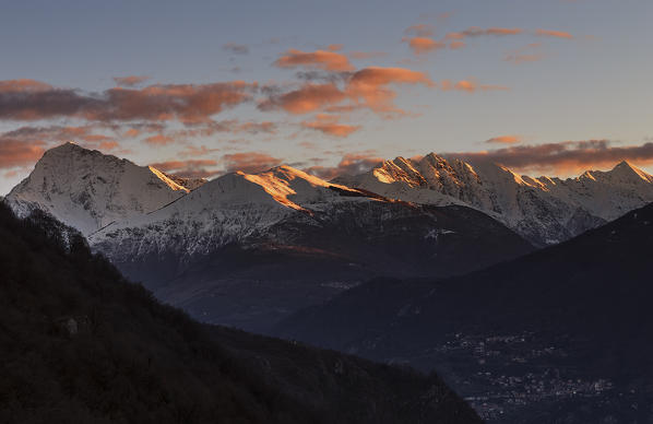 Sunrise on Lecco's mountains, lake Como, Lecco province, Lombardy, Italy, Europe