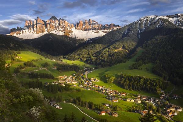 The village of Santa Magdalena, Funes valley, Odle dolomites, South Tyrol region, Trentino Alto Adige, Bolzano province, Italy, Europe
