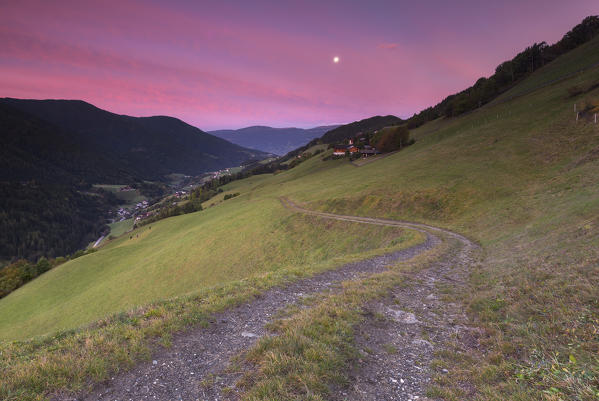 Farmer's track, Santa Magdalena, Funes valley, South Tyrol region, Trentino Alto Adige, Bolzano province, Italy, Europe