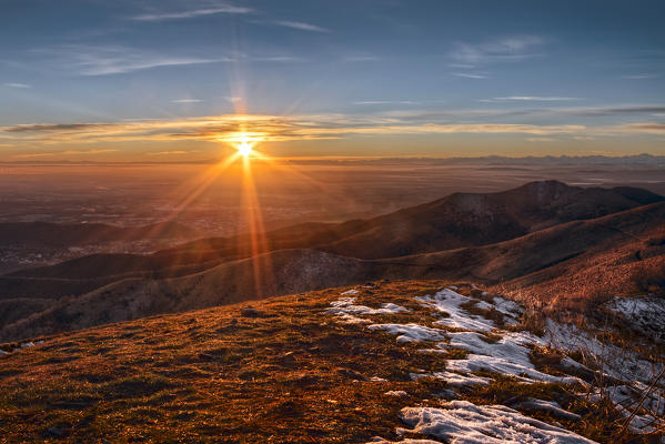 Sunset on Bollettone mount, Como province, Lombardy, Italy, Europe