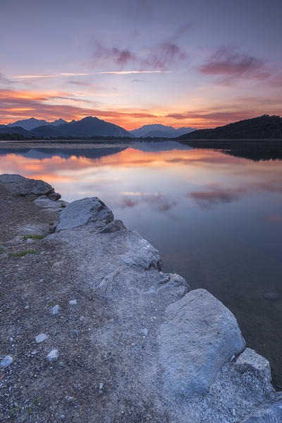 Sunrise on lake Alserio, Alserio, Como province, Brianza, Lombardy, Italy, Europe