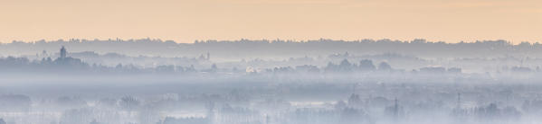 Foggy sunrise on Brianza, Como province, Lombardy, Italy, Europe