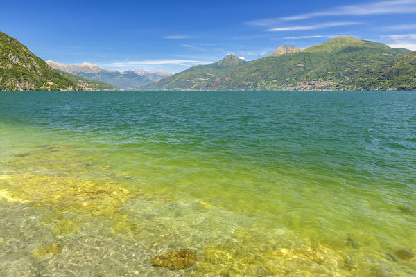 The colors of lake Como in a summer time, Menaggio, Como province, Lombardy, Italy, Europe