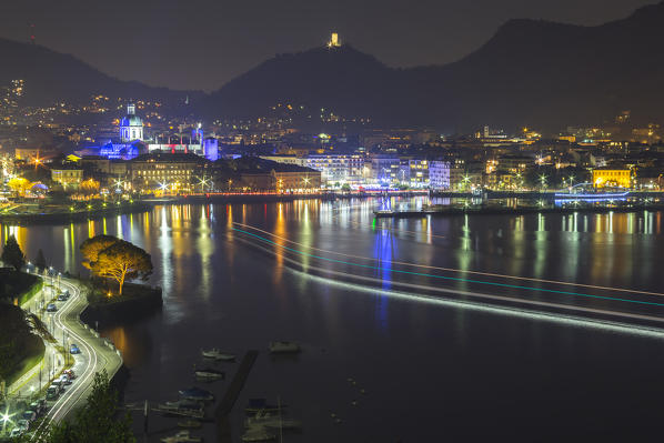 Lights of Como, lake Como, Lombardy, Italy, Europe