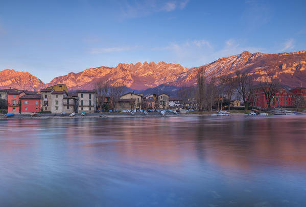 Sunset on Pescarenico, lecco province, Lombardy, Italy, Europe 