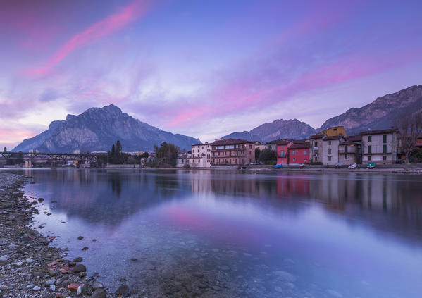 Sunset on Pescarenico, lecco province, Lombardy, Italy, Europe 