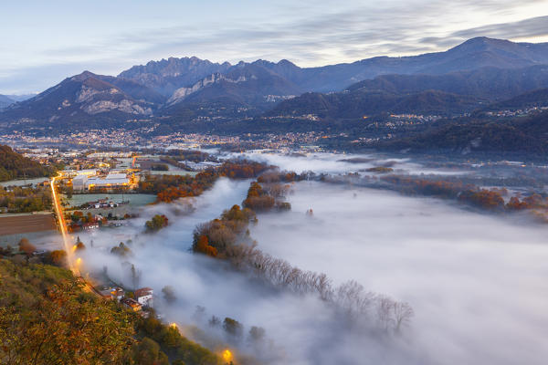 The mists of Adda river, Airuno, Adda Nord park, Lecco province, Brianza, Lombardy, Italy, Europe