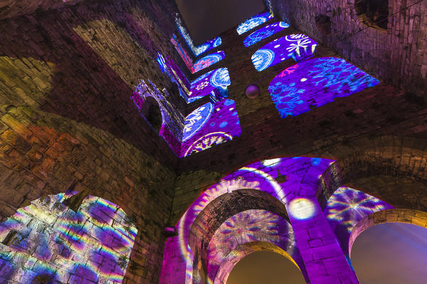 Inside of Tower, Porta Torre in Christmas time, Como, Lombardy, Italy, Europe