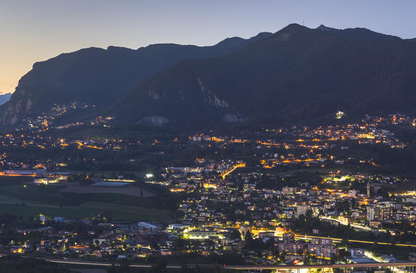 An evening view of Balerna city, Mendrisio district, Canton of Ticino, Switzerland, Europe