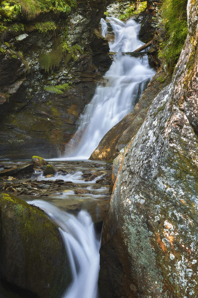 Waterfall near Starleggia village, Campodolcino, Spluga valley, Sondrio province, Lombardy, Italy, Europe