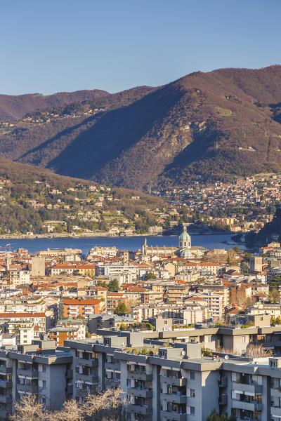 A morning view of Como city and lake Como, Lombardy, Italy, Europe