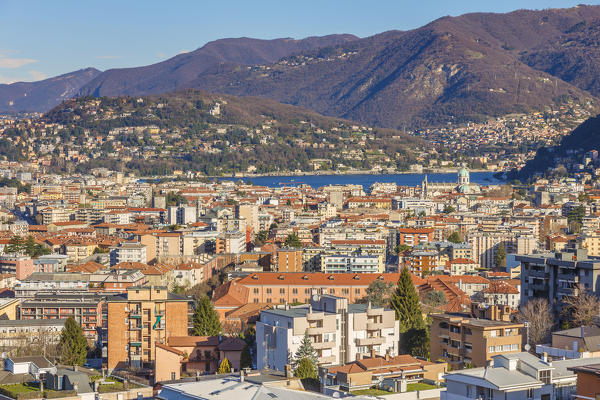 A morning view of Como city and lake Como, Lombardy, Italy, Europe