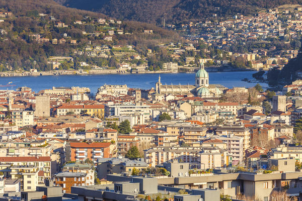A morning view of Como city and lake Como, Lombardy, Italy, Europe