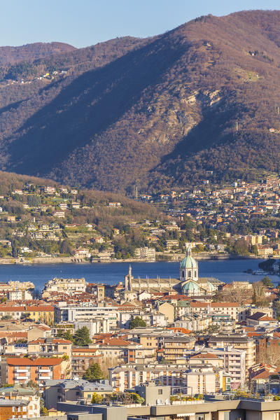 A morning view of Como city and lake Como, Lombardy, Italy, Europe