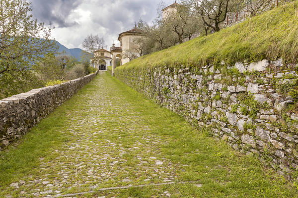 The path of Stations of the Cross that conduce to Sanctuary of Beata Vergine del Soccorso of Ossuccio, lake Como, Como province, Lombardy, Italy, Europe