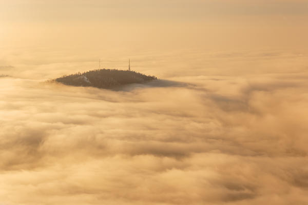 Monte Goj (Spina Verde) rise up from a sea of clouds, Lipomo, Como province, Lombardy, Italy, Europe