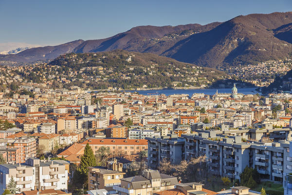 A morning view of Como city and lake Como, Lombardy, Italy, Europe