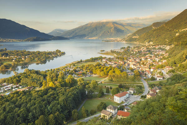 Sunrise on Sorico village, lake Como, Como province, Lombardy, Italy, Europe