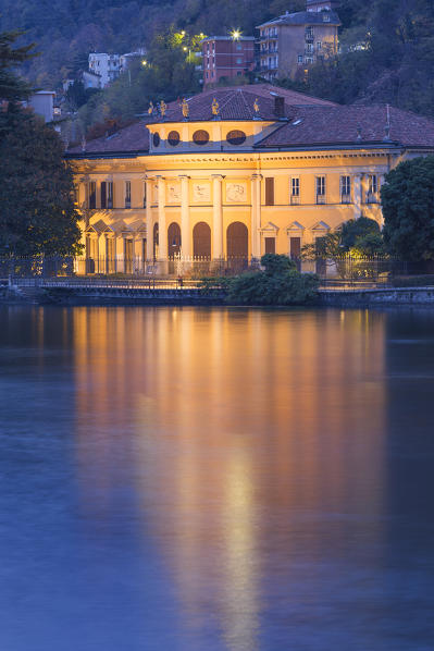 Dawn on Villa Saporiti reflected on lake Como, Como, Lombardy, Italy, Europe