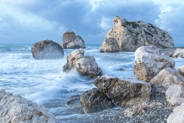 Cyprus, Paphos, Petra tou Romiou also known as Aphrodite’s Rock at dawn