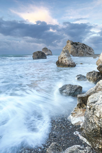 Cyprus, Paphos, Petra tou Romiou also known as Aphrodite’s Rock at dawn