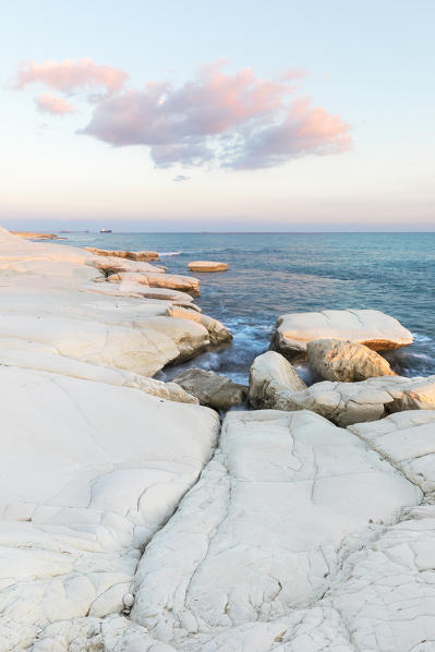 Cyprus, Limassol, The crystal water and the white rocks of Governor’s Beach at sunrise