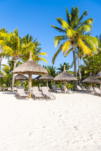 The beach of the Beachcomber Paradis Hotel at sunset, Le Morne Brabant Peninsula, Black River (Riviere Noire), Mauritius