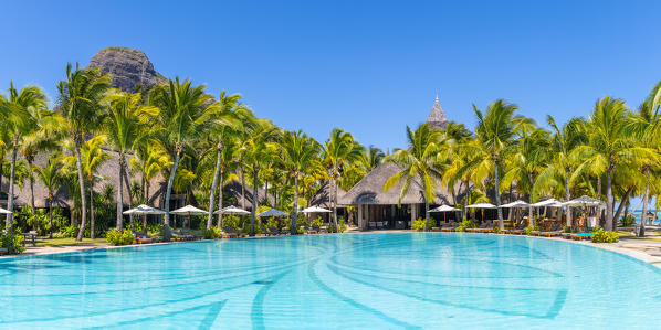 The swimming pool of the Beachcomber Paradis Hotel, Le Morne Brabant Peninsula, Black River (Riviere Noire), Mauritius