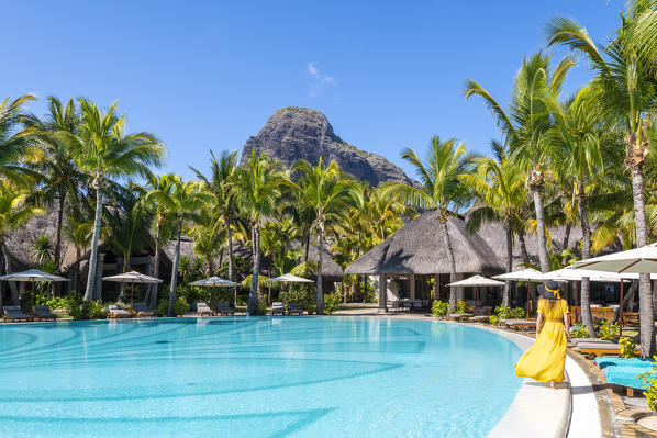 The swimming pool of the Beachcomber Paradis Hotel, Le Morne Brabant Peninsula, Black River (Riviere Noire), Mauritius