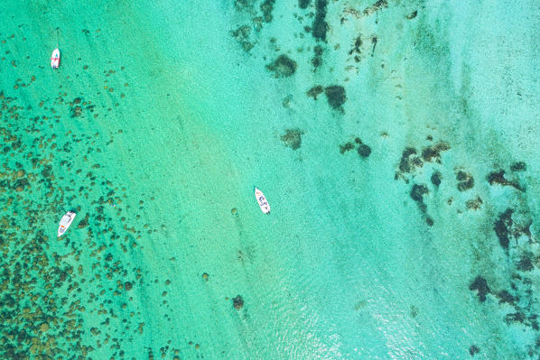 Aerial view of turquoise water. Le Morne, Black River (Riviere Noire), West coast, Mauritius