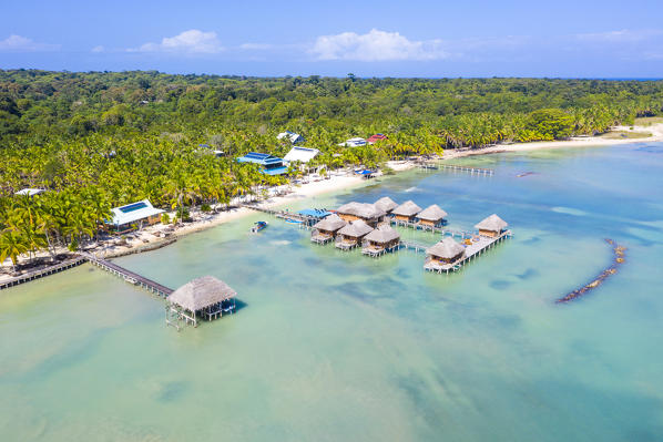 Aerial view of Azul Paradise Resort, province of Bocas Del Toro, Panama, Central America