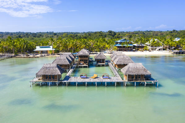 Aerial view of Azul Paradise Resort, province of Bocas Del Toro, Panama, Central America