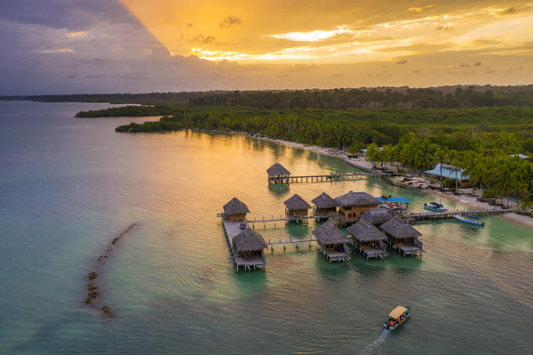 Aerial view of Azul Paradise Resort, province of Bocas Del Toro, Panama, Central America (PR)