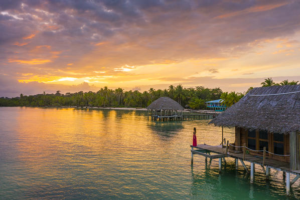 Aerial view of Azul Paradise Resort, province of Bocas Del Toro, Panama, Central America (MR) (PR)