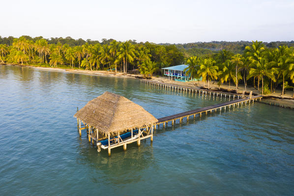 Aerial view of Azul Paradise Resort, province of Bocas Del Toro, Panama, Central America