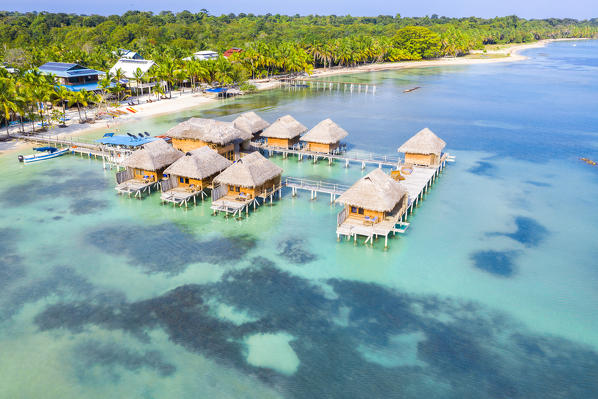 Aerial view of Azul Paradise Resort, province of Bocas Del Toro, Panama, Central America