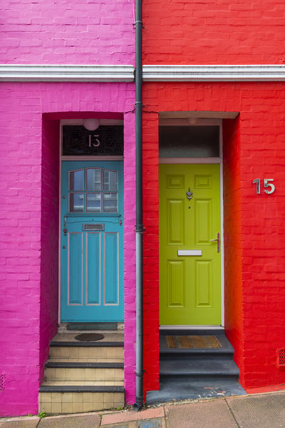 Colored houses, Brighton, East Sussex, England, UK