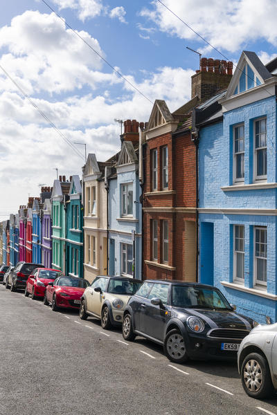Colored houses, Brighton, East Sussex, England, UK