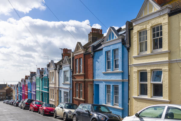 Colored houses, Brighton, East Sussex, England, UK