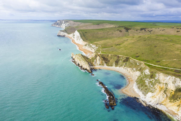 Aerial view of the Jurassic coast, Dorset, England, UK