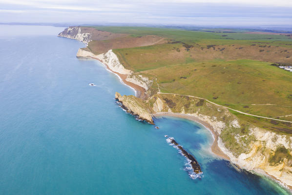 Aerial view of the Jurassic coast, Dorset, England, UK