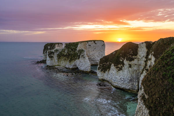 Old Harry Rocks, Handfast Point, Isle of Purbeck, Jurassic Coast, Dorset, England, UK